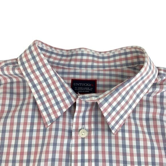 Untuckit Plaid Long Sleeve Button Down Shirt in Red, White, Blue - Picture 3 of 5